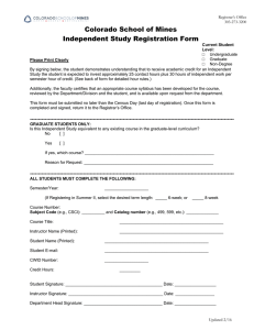 Colorado School of Mines  Independent Study Registration Form