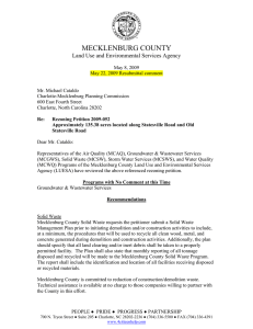 MECKLENBURG COUNTY Land Use and Environmental Services Agency