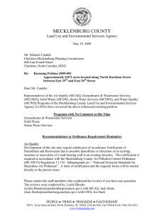 MECKLENBURG COUNTY Land Use and Environmental Services Agency
