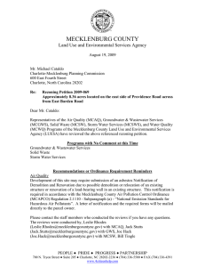 MECKLENBURG COUNTY Land Use and Environmental Services Agency