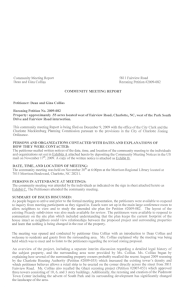Community Meeting Report 5811 FairviewRoad COMMUNITY MEETING REPORT