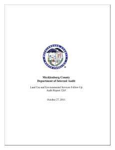 Mecklenburg County Department of Internal Audit Land Use and Environmental Services Follow-Up