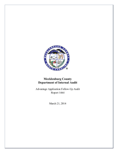Mecklenburg County Department of Internal Audit Advantage Application Follow-Up Audit