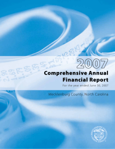 Comprehensive Annual Financial Report Mecklenburg County, North Carolina