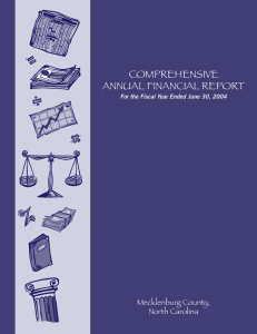 COMPREHENSIVE ANNUAL FINANCIAL REPORT Mecklenburg County, North Carolina