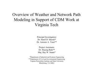 Overview of Weather and Network Path Virginia Tech