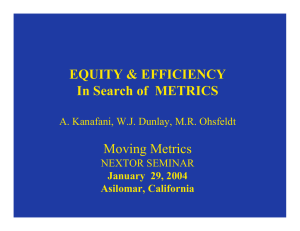 EQUITY &amp; EFFICIENCY In Search of  METRICS Moving Metrics