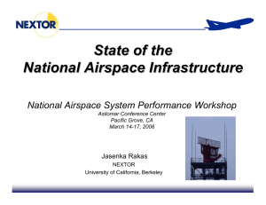 State of the National Airspace Infrastructure National Airspace System Performance Workshop Jasenka Rakas