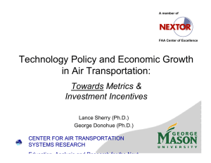 Technology Policy and Economic Growth in Air Transportation: Towards Metrics &amp; Investment Incentives