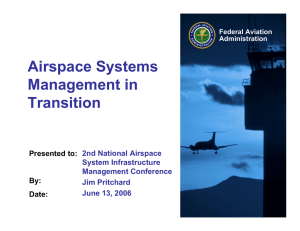 Airspace Systems Management in Transition Presented to: