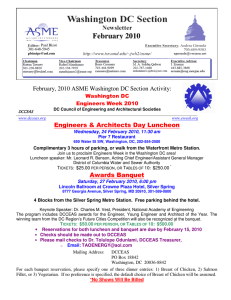 February, 2010 ASME Washington DC Section Activity: