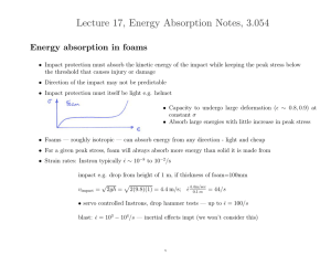 Lecture 17, Energy Absorption Notes, 3.054 Energy absorption in foams