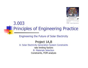 3.003 Principles of Engineering Practice Project 1A,B Engineering the Future of Solar Electricity