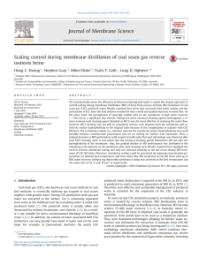 Scaling control during membrane distillation of coal seam gas reverse ,