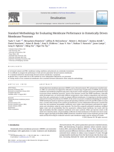 Standard Methodology for Evaluating Membrane Performance in Osmotically Driven Membrane Processes ⁎