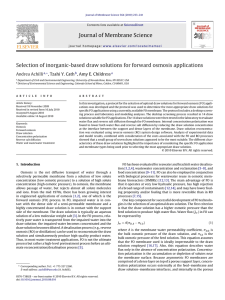 Journal of Membrane Science Andrea Achilli , Tzahi Y. Cath