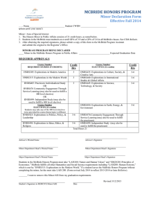 MCBRIDE HONORS PROGRAM Minor Declaration Form Effective Fall 2014