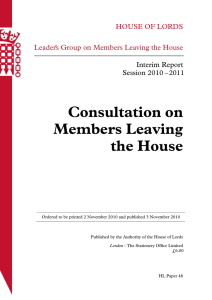 Consultation on Members Leaving the House