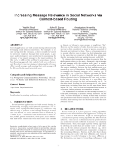 Increasing Message Relevance in Social Networks via Context-based Routing Vasiliki Pouli