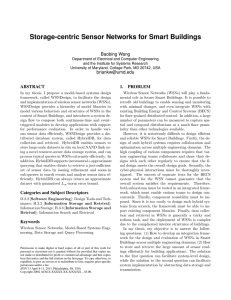 Storage-centric Sensor Networks for Smart Buildings Baobing Wang