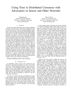 Using Trust in Distributed Consensus with Xiangyang Liu John S. Baras