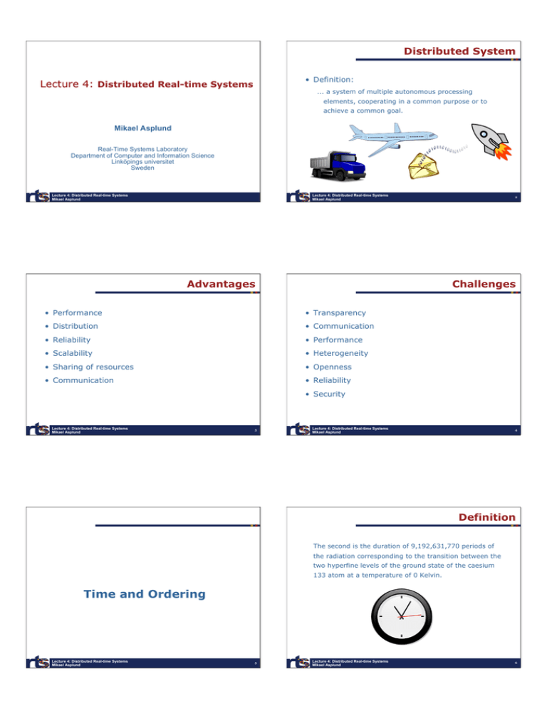 Distributed System Lecture 4 Distributed Real time Systems