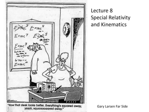 Lecture 8 Special Relativity and Kinematics Gary Larsen Far Side