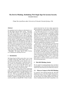 The Devil is Phishing: Rethinking Web Single Sign-On Systems Security Abstract
