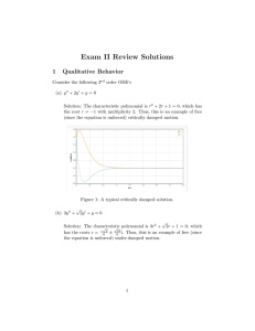 Exam II Review Solutions 1 Qualitative Behavior