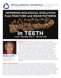 in TEETH INFERRING BIOLOGICAL EVOLUTION from FRACTURE and WEAR PATTERNS