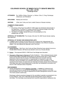 COLORADO SCHOOL OF MINES FACULTY SENATE MINUTES