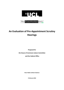 An Evaluation of Pre-Appointment Scrutiny Hearings Prepared for