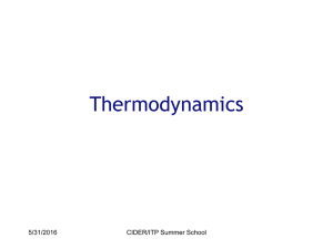 Thermodynamics 5/31/2016 CIDER/ITP Summer School