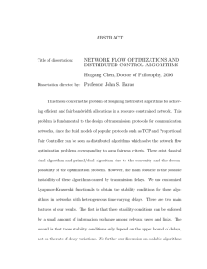 ABSTRACT NETWORK FLOW OPTIMIZATIONS AND DISTRIBUTED CONTROL ALGORITHMS