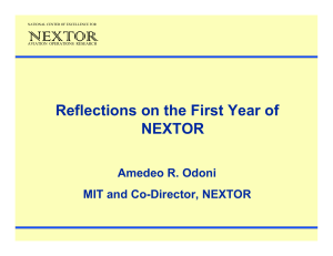 NEXTOR Reflections on the First Year of Amedeo R. Odoni