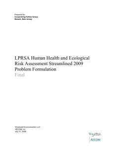 LPRSA Human Health and Ecological Risk Assessment Streamlined 2009 Problem Formulation Final