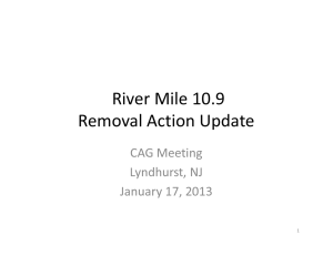 River Mile 10.9 Removal Action Update CAG Meeting Lyndhurst, NJ