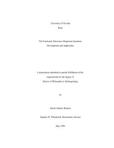 University of Nevada Reno The Fractional Advection--Dispersion Equation: Development and Application