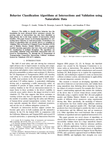 Behavior Classification Algorithms at Intersections and Validation using Naturalistic Data