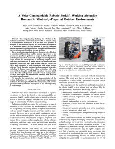 A Voice-Commandable Robotic Forklift Working Alongside Humans in Minimally-Prepared Outdoor Environments