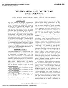 COORDINATION AND CONTROL OF MULTIPLE UAVs Arthur Richards, John Bellingham