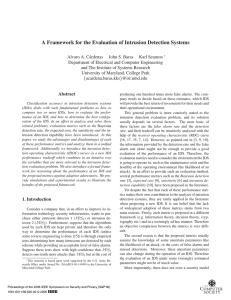 A Framework for the Evaluation of Intrusion Detection Systems