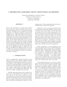 A TESTBED FOR COMPARING TRUST COMPUTATION ALGORITHMS