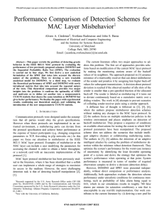 Performance Comparison of Detection Schemes for MAC Layer Misbehavior 1 Alvaro A. C´ardenas