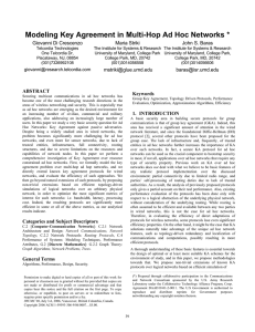 Modeling Key Agreement in Multi-Hop Ad Hoc Networks * Maria Striki