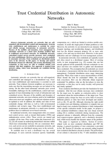 Trust Credential Distribution in Autonomic Networks Tao Jiang John S. Baras