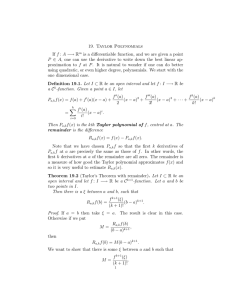19.  Taylor  Polynomials If f : A −→ R