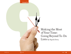 Making the Most of Your Time: Going Beyond To-Do Lists