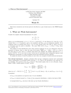 1. What are Weak Instruments? 1 14.384 Time Series Analysis, Fall 2007