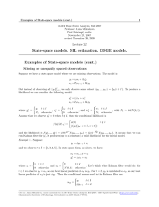 Examples of State-space models (cont.) 1 14.384 Time Series Analysis, Fall 2007